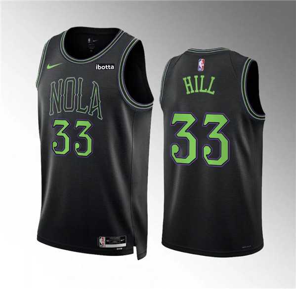 Men's New Orleans Pelicans #33 Malcolm Hill Black City Edition Stitched Basketball Jersey Dzhi